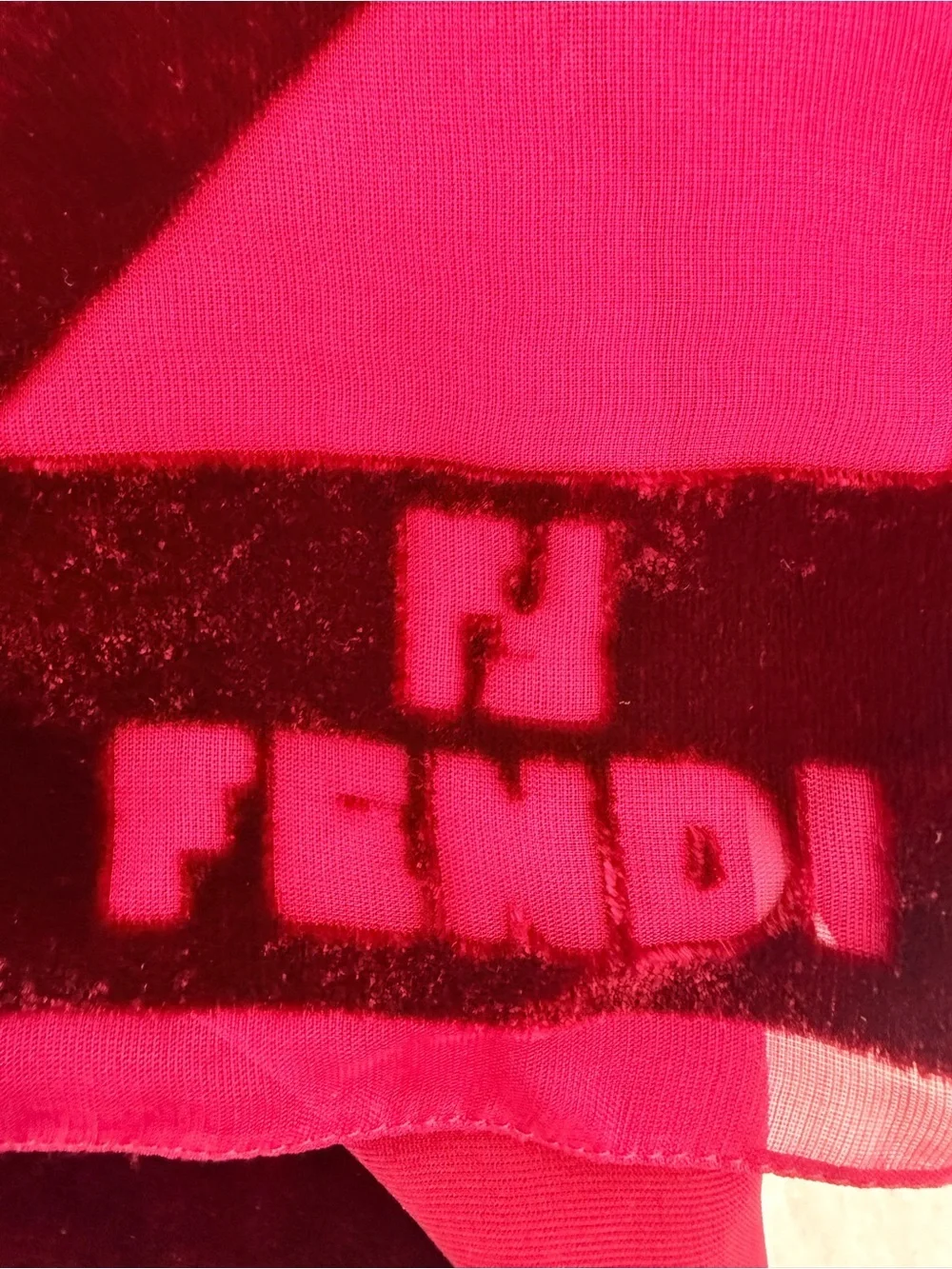 Fendi Vintage Burgundy Velvet Scarf